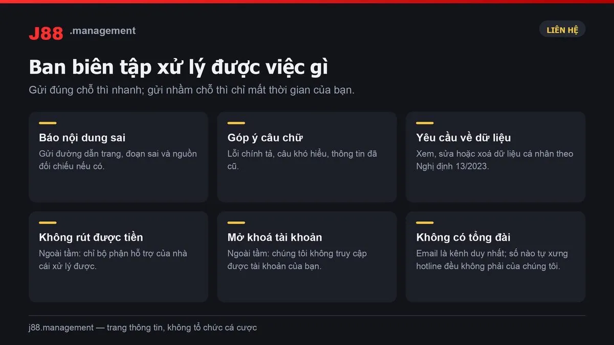 Liên hệ ban biên tập J88.management xử lý được việc gì