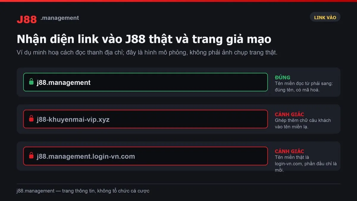 Nhận diện link vào J88 chính thức và trang giả mạo